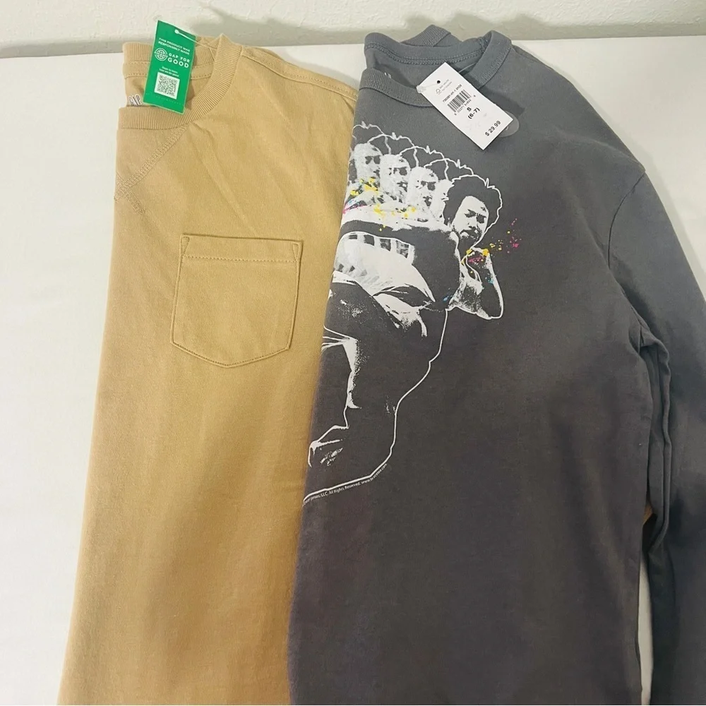 GAP Kids Boys Small Bundle (2) NWT Bruce Lee Graphic Organic Cotton Tan Tees